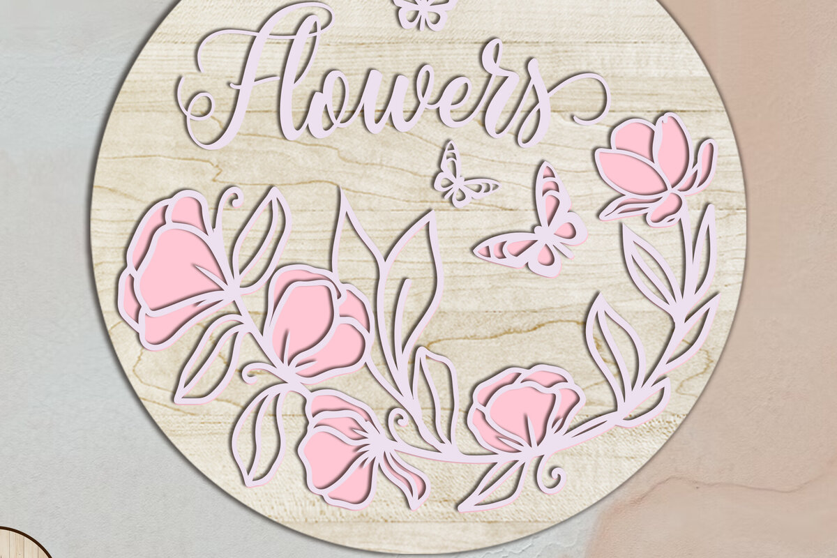 Intra απο ξύλο plywood  Χρώμα wenge 3mm-4mm πάχος - Διακοσμητικό πάνελ τοίχου λουλούδια, κομμένα αρχεία Δίασταση 14x14 cm INTRAFABR-120494301