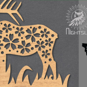 Intra απο ξύλο plywood  Χρώμα wenge 3mm-4mm πάχος - Διακόσμηση λουλουδιών ελαφιού με λέιζερ 1 Δίασταση 20x20 cm INTRAFABR-120494642