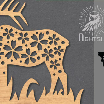 Intra απο ξύλο plywood  Χρώμα wenge 3mm-4mm πάχος - Διακόσμηση λουλουδιών ελαφιού με λέιζερ 1 Δίασταση 20x20 cm INTRAFABR-120494642 - Image 1