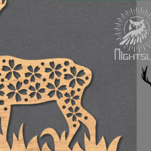 Intra απο ξύλο plywood  Χρώμα wenge 3mm-4mm πάχος - Διακόσμηση λουλουδιών ελαφιού με λέιζερ 3 Δίασταση 20x20 cm INTRAFABR-120494788