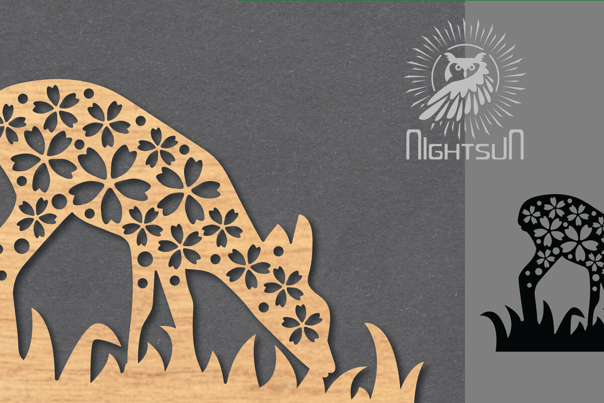 Intra απο ξύλο plywood  Χρώμα wenge 3mm-4mm πάχος - Διακόσμηση λουλουδιών ελαφιού με λέιζερ 5 Δίασταση 20x20 cm INTRAFABR-120494272