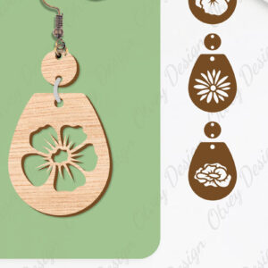 Intra απο ξύλο plywood  Χρώμα wenge 3mm-4mm πάχος - Σκουλαρίκια Λουλούδια Κόψιμο με Λέιζερ ΔΕΜΑ Δίασταση 3x3 cm INTRAFABR-119889573