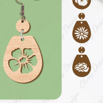 Intra απο ξύλο plywood Χρώμα wenge 3mm-4mm πάχος - Σκουλαρίκια Λουλούδια Κόψιμο με Λέιζερ ΔΕΜΑ Δίασταση 3x3 cm INTRAFABR-119889573 - Image 1