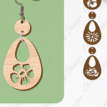 Intra απο ξύλο plywood  Χρώμα wenge 3mm-4mm πάχος - Σκουλαρίκια Λουλούδια Κόψιμο με Λέιζερ ΔΕΜΑ Δίασταση 3x3 cm INTRAFABR-33098805 - Image 1