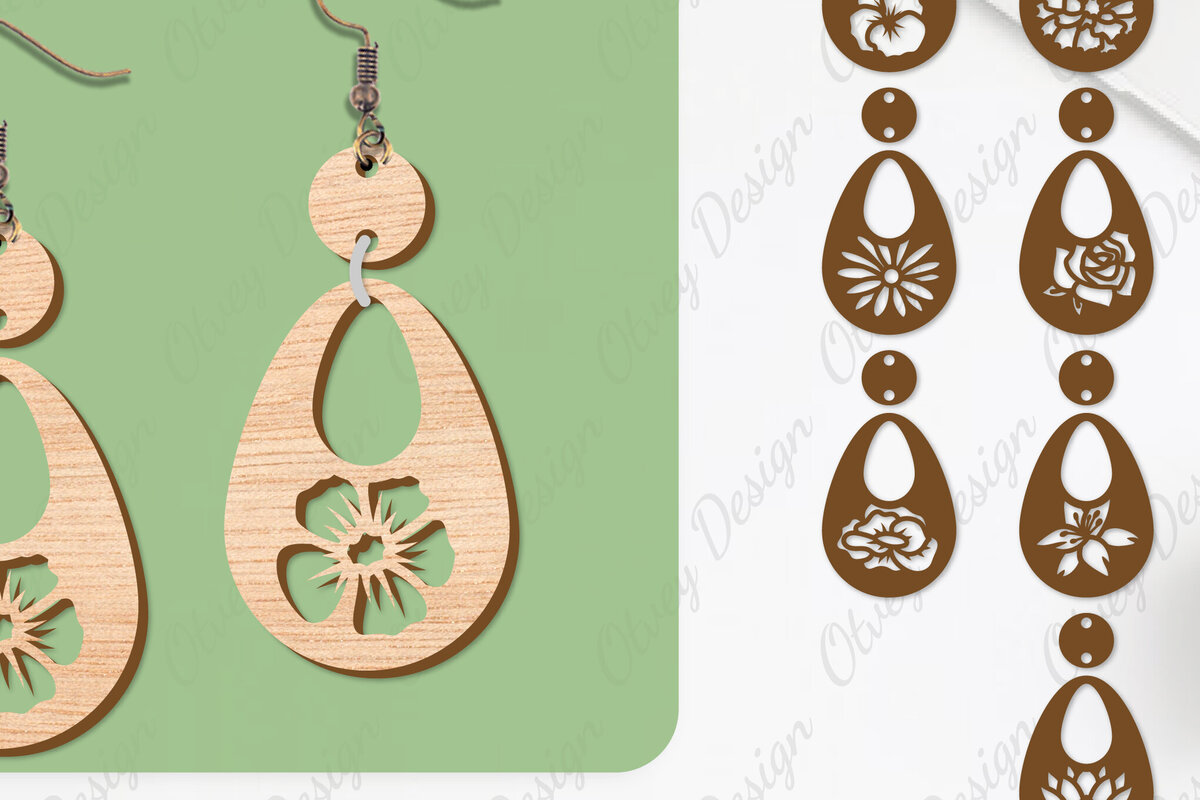 Intra απο ξύλο plywood  Χρώμα wenge 3mm-4mm πάχος - Σκουλαρίκια Λουλούδια Κόψιμο με Λέιζερ ΔΕΜΑ Δίασταση 3x3 cm INTRAFABR-33098805