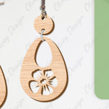 Intra απο ξύλο plywood  Χρώμα wenge 3mm-4mm πάχος - Σκουλαρίκια Λουλούδια Κόψιμο με Λέιζερ ΔΕΜΑ Δίασταση 3x3 cm INTRAFABR-33098805 - Image 4