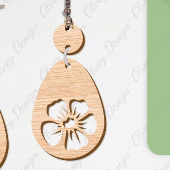 Intra απο ξύλο plywood Χρώμα wenge 3mm-4mm πάχος - Σκουλαρίκια Λουλούδια Κόψιμο με Λέιζερ ΔΕΜΑ Δίασταση 3x3 cm INTRAFABR-96559116 - Image 4