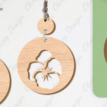 Intra απο ξύλο plywood  Χρώμα wenge 3mm-4mm πάχος - Σκουλαρίκια Λουλούδια Κόψιμο με Λέιζερ ΔΕΜΑ Δίασταση 3x3 cm INTRAFABR-96565219 - Image 2