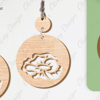 Intra απο ξύλο plywood  Χρώμα wenge 3mm-4mm πάχος - Σκουλαρίκια Λουλούδια Κόψιμο με Λέιζερ ΔΕΜΑ Δίασταση 3x3 cm INTRAFABR-96565219 - Image 5