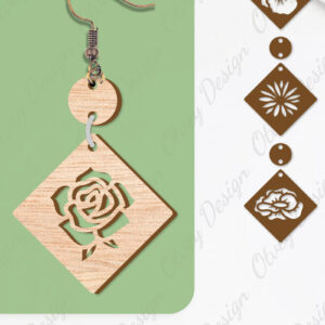 Intra απο ξύλο plywood  Χρώμα wenge 3mm-4mm πάχος - Σκουλαρίκια Λουλούδια Κόψιμο με Λέιζερ ΔΕΜΑ Δίασταση 3x3 cm INTRAFABR-96565313