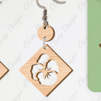 Intra απο ξύλο plywood  Χρώμα wenge 3mm-4mm πάχος - Σκουλαρίκια Λουλούδια Κόψιμο με Λέιζερ ΔΕΜΑ Δίασταση 3x3 cm INTRAFABR-96565313 - Image 2