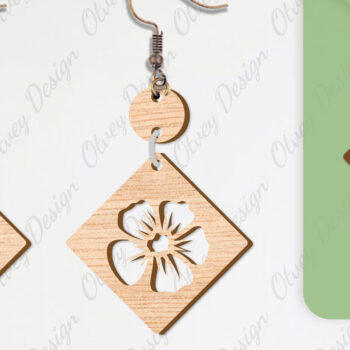 Intra απο ξύλο plywood  Χρώμα wenge 3mm-4mm πάχος - Σκουλαρίκια Λουλούδια Κόψιμο με Λέιζερ ΔΕΜΑ Δίασταση 3x3 cm INTRAFABR-96565313 - Image 4