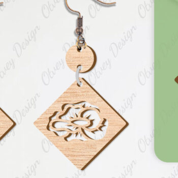 Intra απο ξύλο plywood  Χρώμα wenge 3mm-4mm πάχος - Σκουλαρίκια Λουλούδια Κόψιμο με Λέιζερ ΔΕΜΑ Δίασταση 3x3 cm INTRAFABR-96565313 - Image 5