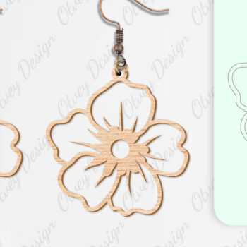 Intra απο ξύλο plywood  Χρώμα wenge 3mm-4mm πάχος - Σκουλαρίκια Λουλούδια Κόψιμο με Λέιζερ ΔΕΜΑ Δίασταση 3x3 cm INTRAFABR-96564761 - Image 3