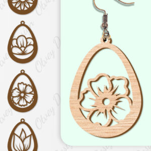 Intra απο ξύλο plywood  Χρώμα wenge 3mm-4mm πάχος - Σκουλαρίκια Λουλούδια Κόψιμο με Λέιζερ ΔΕΜΑ Δίασταση 3x3 cm INTRAFABR-96281629