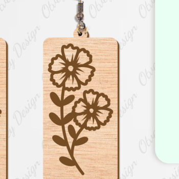 Intra απο ξύλο plywood  Χρώμα wenge 3mm-4mm πάχος - Σκουλαρίκια Λουλούδια Κόψιμο με Λέιζερ ΔΕΜΑ Δίασταση 3x3 cm INTRAFABR-96281956 - Image 2