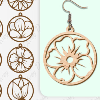 Intra απο ξύλο plywood Χρώμα wenge 3mm-4mm πάχος - Σκουλαρίκια Λουλούδια Κόψιμο με Λέιζερ ΔΕΜΑ Δίασταση 3x3 cm INTRAFABR-96281517 - Image 1