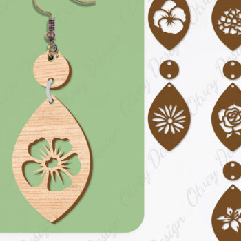 Intra απο ξύλο plywood Χρώμα wenge 3mm-4mm πάχος - Σκουλαρίκια Λουλούδια Κόψιμο με Λέιζερ ΔΕΜΑ Δίασταση 3x3 cm INTRAFABR-103999091 - Image 1