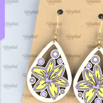 Intra απο ξύλο plywood Χρώμα wenge 3mm-4mm πάχος - Λουλούδια Σκουλαρίκια Πακέτο κομμένα με λέιζερ Δίασταση 3x3 cm INTRAFABR-103999224 - Image 3