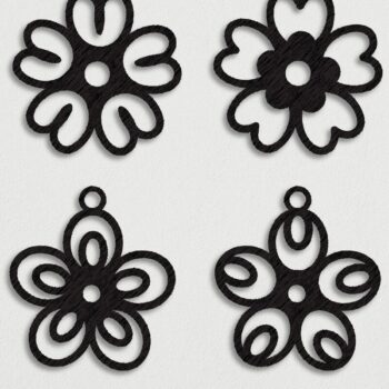 Intra απο ξύλο plywood Χρώμα wenge 3mm-4mm πάχος - Λουλούδια Σκουλαρίκια Δίασταση 3x3 cm INTRAFABR-103999013 - Image 1