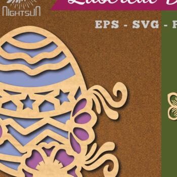 Intra απο ξύλο plywood  Χρώμα wenge 3mm-4mm πάχος - Διακόσμηση με κομμένα λέιζερ αυγών λουλουδιών 1 Δίασταση 20x20 cm INTRAFABR-101382640 - Image 1