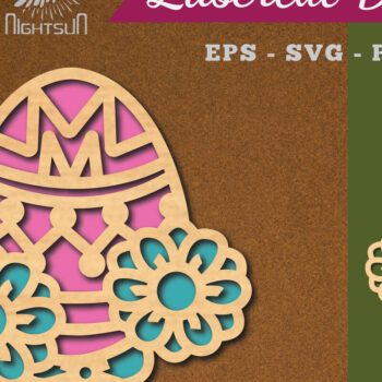 Intra απο ξύλο plywood  Χρώμα wenge 3mm-4mm πάχος - Διακόσμηση με κομμένα λέιζερ αυγών λουλουδιών 2 Δίασταση 20x20 cm INTRAFABR-101382525 - Image 1