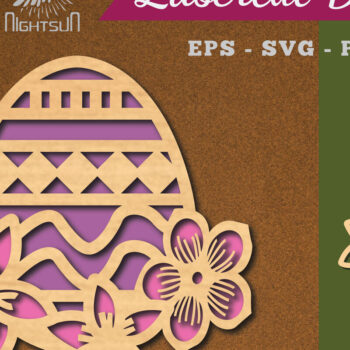 Intra απο ξύλο plywood  Χρώμα wenge 3mm-4mm πάχος - Διακόσμηση με κομμένα λέιζερ αυγών λουλουδιών 4 Δίασταση 20x20 cm INTRAFABR-97171819 - Image 1