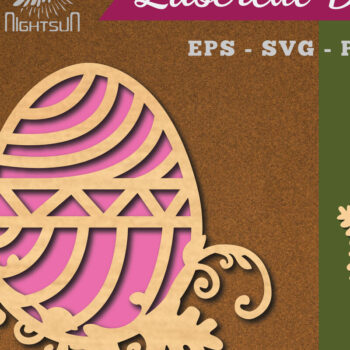 Intra απο ξύλο plywood  Χρώμα wenge 3mm-4mm πάχος - Διακόσμηση με κομμένα λέιζερ αυγών λουλουδιών 6 Δίασταση 20x20 cm INTRAFABR-124745841 - Image 1