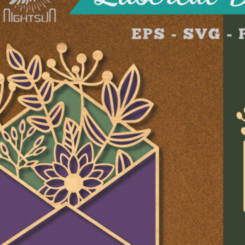 Intra απο ξύλο plywood  Χρώμα wenge 3mm-4mm πάχος - Λουλούδια Φάκελος Διακόσμηση με 3 Δίασταση 20x20 cm INTRAFABR-34240311 - Image 1