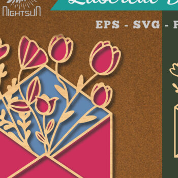 Intra απο ξύλο plywood  Χρώμα wenge 3mm-4mm πάχος - Διακόσμηση φακέλου με λέιζερ λουλουδιών 4 Δίασταση 20x20 cm INTRAFABR-122665874 - Image 1