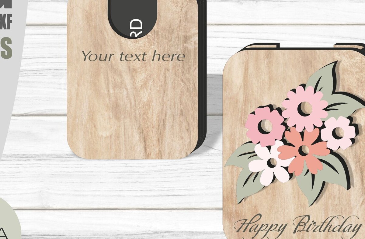 Intra απο ξύλο plywood  Χρώμα wenge 3mm-4mm πάχος - Θήκη δώρου λουλουδιών Δίασταση 20x20 cm INTRAFABR-86037825