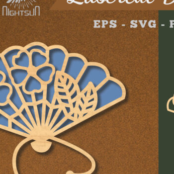 Intra απο ξύλο plywood  Χρώμα wenge 3mm-4mm πάχος - Διακόσμηση με κομμένο λέιζερ με ανεμιστήρα χεριών λουλουδιών 1 Δίασταση 20x20 cm INTRAFABR-120536002 - Image 1