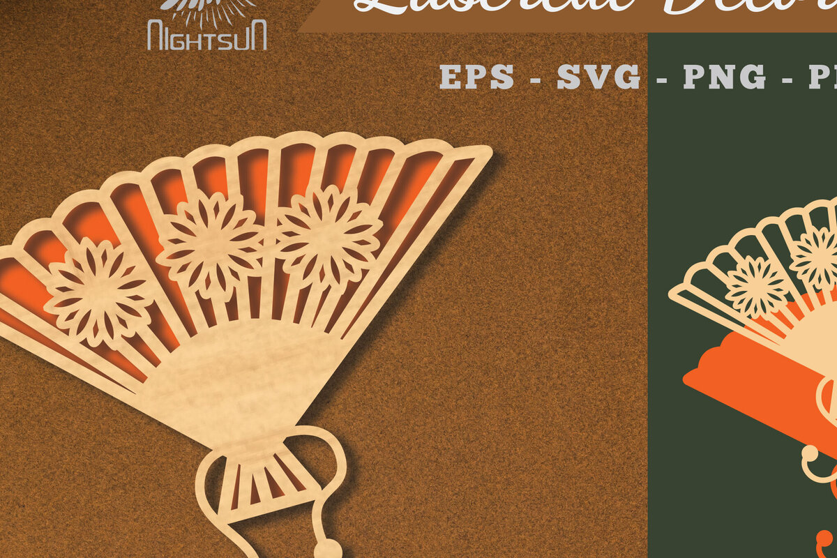 Intra απο ξύλο plywood  Χρώμα wenge 3mm-4mm πάχος - Διακόσμηση με κομμένο λέιζερ με ανεμιστήρα χεριών λουλουδιών 4 Δίασταση 20x20 cm INTRAFABR-120536047