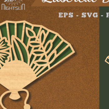 Intra απο ξύλο plywood  Χρώμα wenge 3mm-4mm πάχος - Διακόσμηση με κομμένο λέιζερ με ανεμιστήρα χεριών λουλουδιών 5 Δίασταση 20x20 cm INTRAFABR-36585691 - Image 1