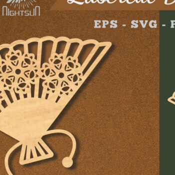 Intra απο ξύλο plywood  Χρώμα wenge 3mm-4mm πάχος - Διακόσμηση με κομμένο λέιζερ με ανεμιστήρα χεριών λουλουδιών 6 Δίασταση 20x20 cm INTRAFABR-52679527 - Image 1