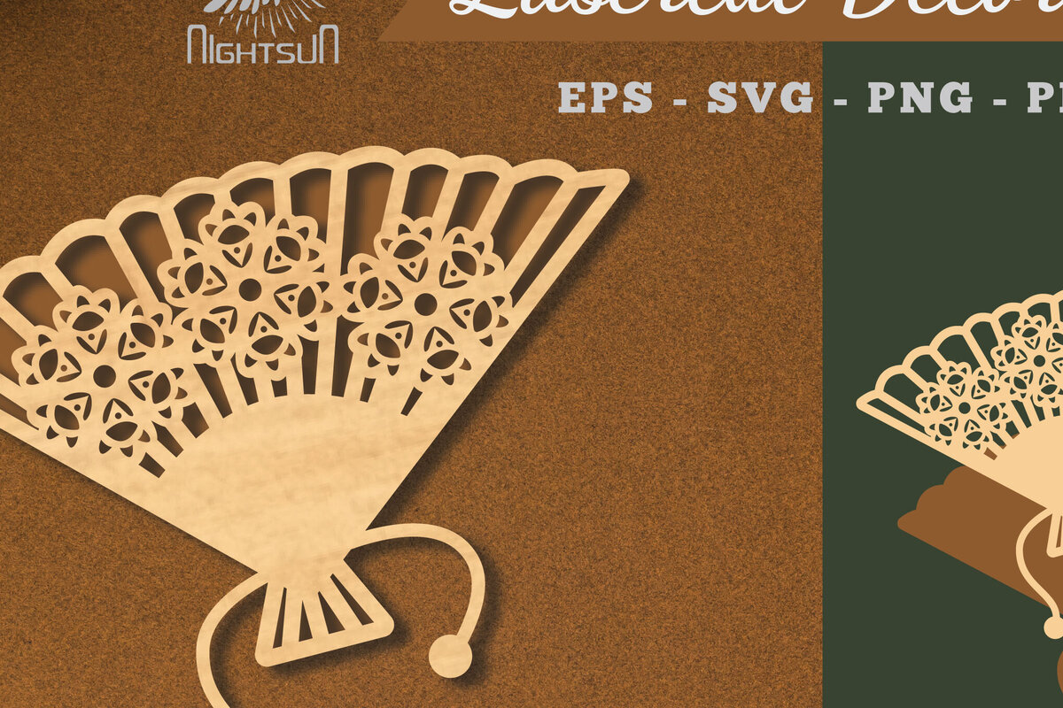 Intra απο ξύλο plywood  Χρώμα wenge 3mm-4mm πάχος - Διακόσμηση με κομμένο λέιζερ με ανεμιστήρα χεριών λουλουδιών 6 Δίασταση 20x20 cm INTRAFABR-52679527