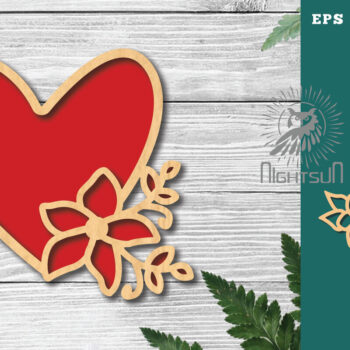 Intra απο ξύλο plywood  Χρώμα wenge 3mm-4mm πάχος - Διακόσμηση με κομμένα λέιζερ καρδιών λουλουδιών 1 Δίασταση 20x20 cm INTRAFABR-110908784 - Image 1