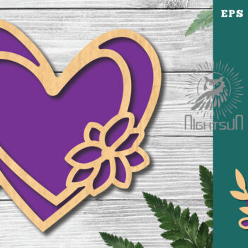 Intra απο ξύλο plywood  Χρώμα wenge 3mm-4mm πάχος - Διακόσμηση με κομμένα λέιζερ καρδιών λουλουδιών 4 Δίασταση 20x20 cm INTRAFABR-120845714 - Image 1