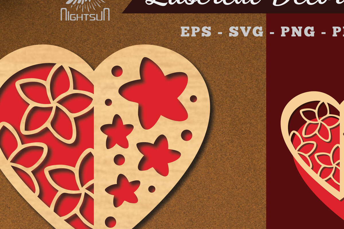 Intra απο ξύλο plywood  Χρώμα wenge 3mm-4mm πάχος - Διακόσμηση με κομμένα λέιζερ καρδιών λουλουδιών 4 Δίασταση 20x20 cm INTRAFABR-120845719