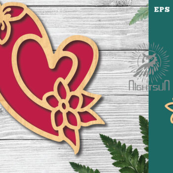 Intra απο ξύλο plywood  Χρώμα wenge 3mm-4mm πάχος - Διακόσμηση με κομμένα λέιζερ καρδιών λουλουδιών 5 Δίασταση 20x20 cm INTRAFABR-120975382 - Image 1