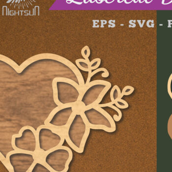 Intra απο ξύλο plywood Χρώμα wenge 3mm-4mm πάχος - Flowers Heart Decoration 2 Δίασταση 20x20 cm INTRAFABR-80852484 - Image 1