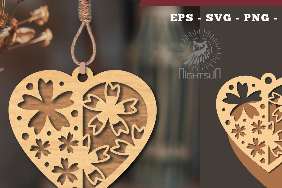 Intra απο ξύλο plywood  Χρώμα wenge 3mm-4mm πάχος - Στολίδι με κομμένα λέιζερ καρδιών λουλουδιών 3 Δίασταση 6x6 cm INTRAFABR-46397833