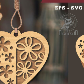 Intra απο ξύλο plywood  Χρώμα wenge 3mm-4mm πάχος - Στολίδι με κομμένα λέιζερ λουλουδιών 8 Δίασταση 6x6 cm INTRAFABR-118594939 - Image 1