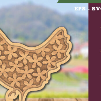 Intra απο ξύλο plywood  Χρώμα wenge 3mm-4mm πάχος - Flowers Hen Decoration Δίασταση 20x20 cm INTRAFABR-33806176 - Image 1