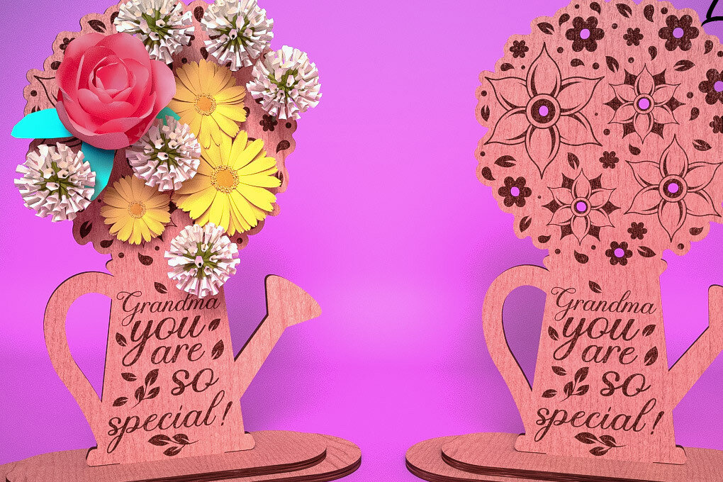 Intra απο ξύλο plywood  Χρώμα wenge 3mm-4mm πάχος - Θήκη λουλουδιών Grandmother Δίασταση 30x20 cm INTRAFABR-109933727