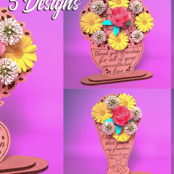 Intra απο ξύλο plywood  Χρώμα wenge 3mm-4mm πάχος - Θήκη λουλουδιών Grandmother Δίασταση 30x20 cm INTRAFABR-109933733 - Image 1