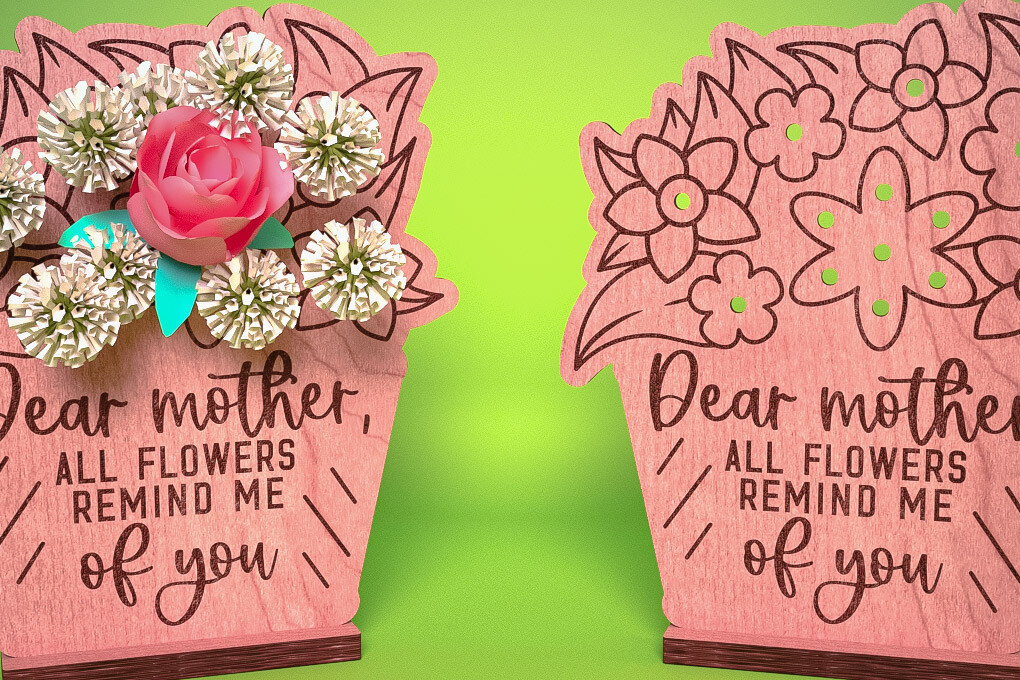 Intra απο ξύλο plywood  Χρώμα wenge 3mm-4mm πάχος - Flowers Holder για τη γιορτή της μητέρας Δίασταση 30x20 cm INTRAFABR-109933749