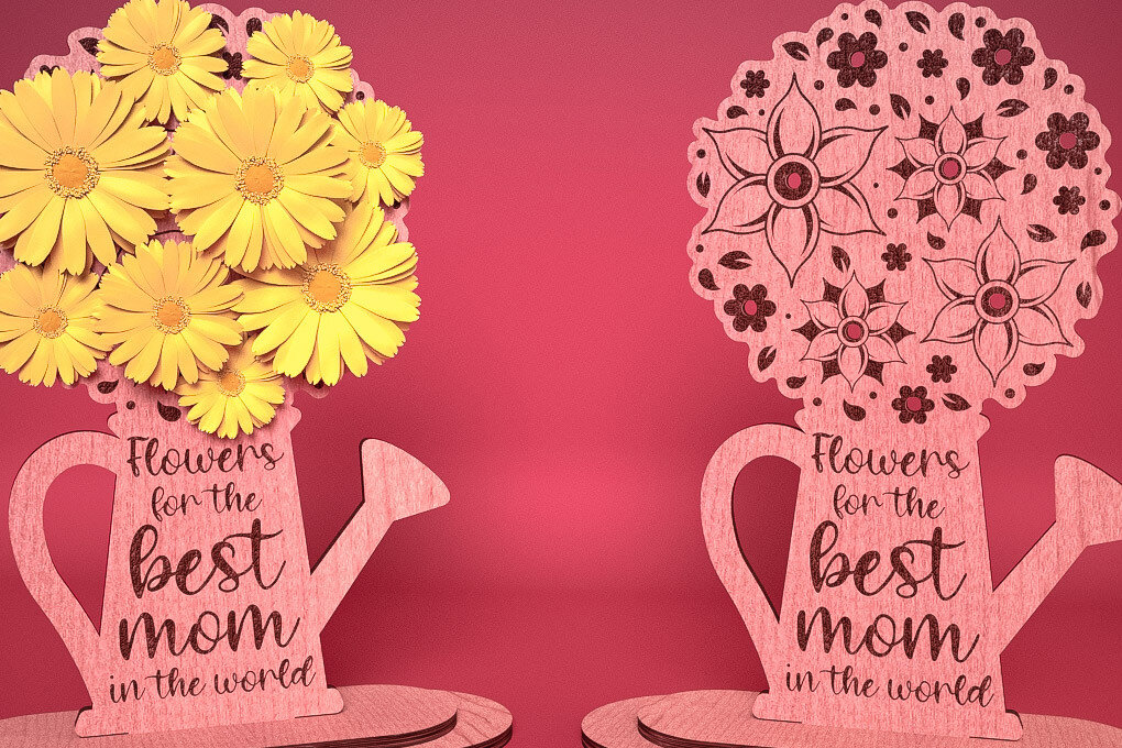 Intra απο ξύλο plywood  Χρώμα wenge 3mm-4mm πάχος - Flowers Holder για τη γιορτή της μητέρας Δίασταση 30x20 cm INTRAFABR-109933773