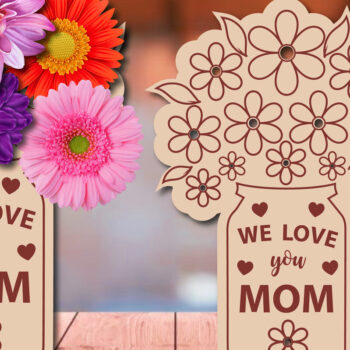 Intra απο ξύλο plywood Χρώμα wenge 3mm-4mm πάχος - Flowers Holder We Love You Mom Δίασταση 20x20 cm INTRAFABR-109933500 - Image 1