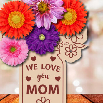 Intra απο ξύλο plywood Χρώμα wenge 3mm-4mm πάχος - Flowers Holder We Love You Mom Δίασταση 20x20 cm INTRAFABR-109933500 - Image 2